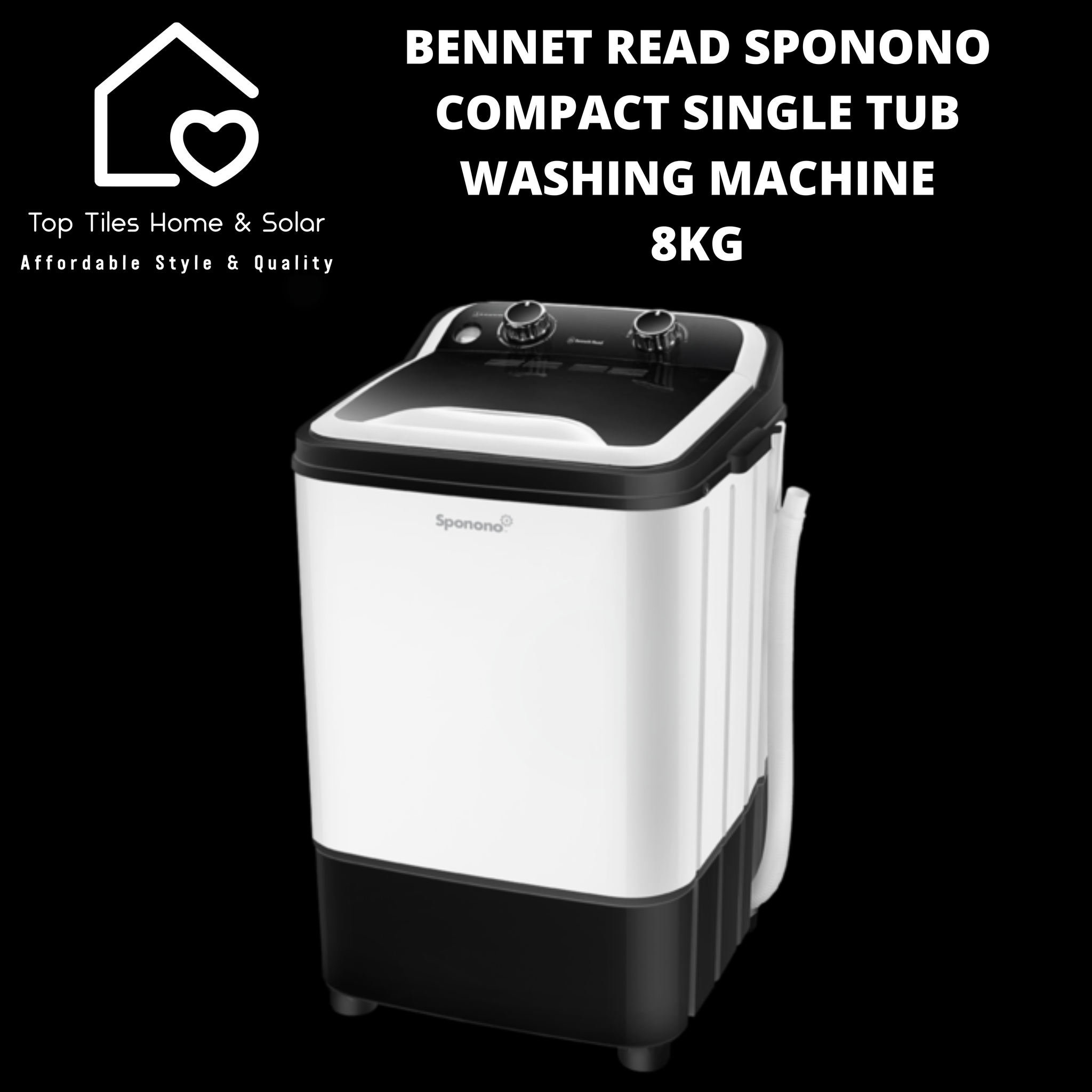 Bennet Read Sponono Compact Single Tub Washing Machine - 8kg – Top