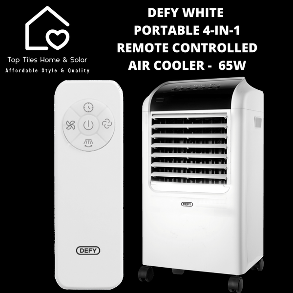 Defy White Portable 4-in-1 Remote Controlled Air Cooler -  65W