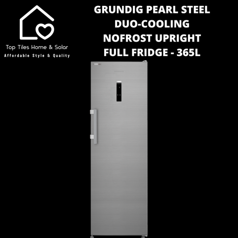Grundig Pearl Steel Duo-Cooling NoFrost Upright Full Fridge - 365L