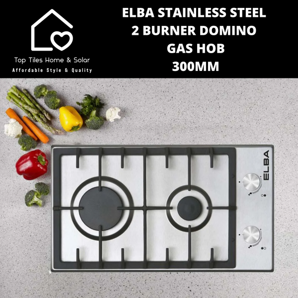 Elba Stainless Steel 2 Burner Domino Gas Hob - 300mm