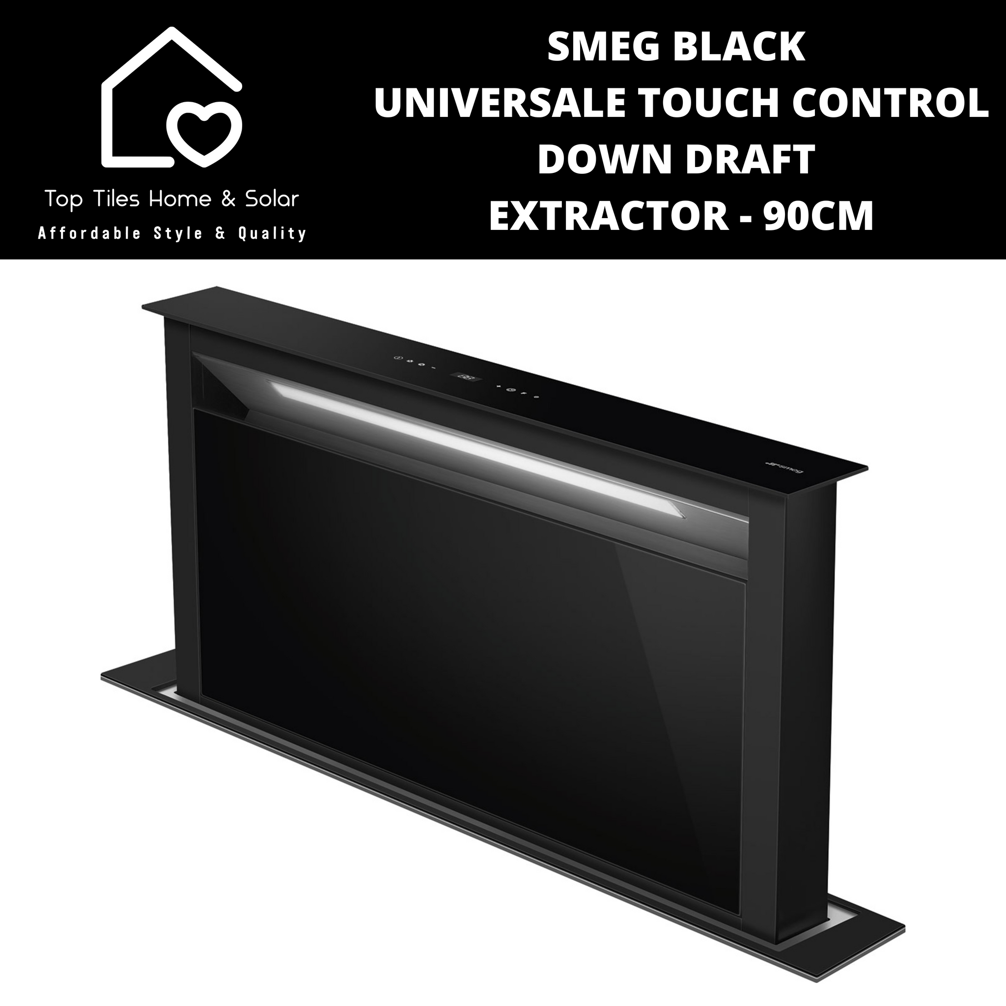 Smeg Black Universale Touch Control Down Draft Extractor - 90cm
