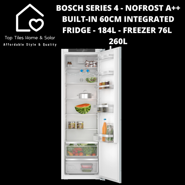 Bosch Series 4 - NoFrost A++ Built-in 60cm Integrated Fridge -  184L with Freezer 76L - 260L