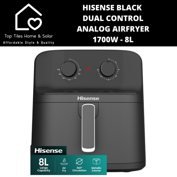 Hisense Black Dual Control Analog Airfryer 1700W - 8L