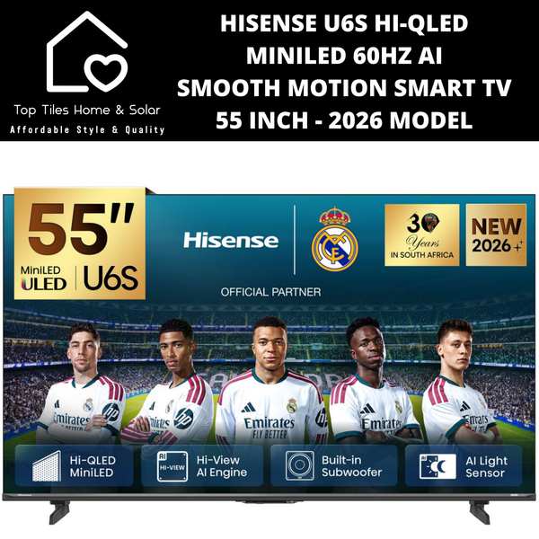 Hisense U6S Hi-QLED MiniLED 60Hz AI Smooth Motion Smart TV - 55 Inch 2026
