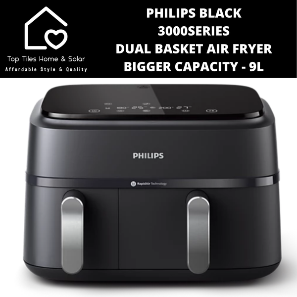 Philips Black 3000Series Dual Basket Air Fryer Bigger Capacity - 9L