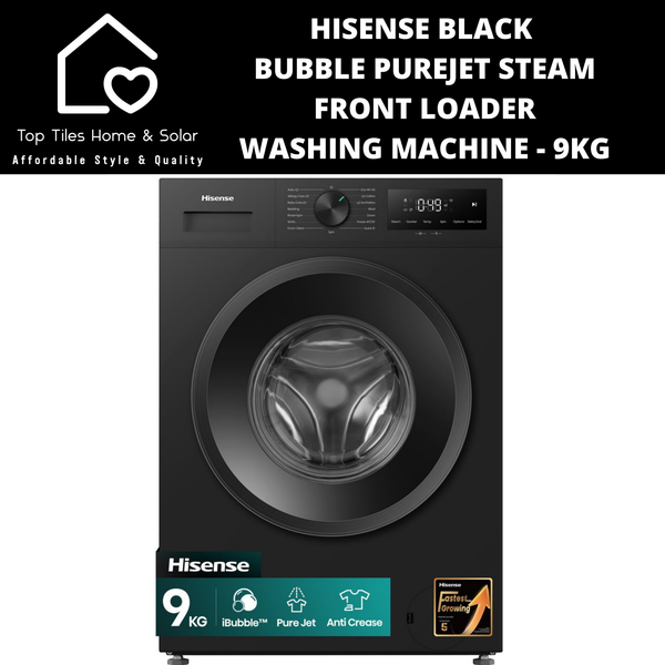 Hisense Black iBubble PureJet Steam Front Loader Washing Machine - 9kg