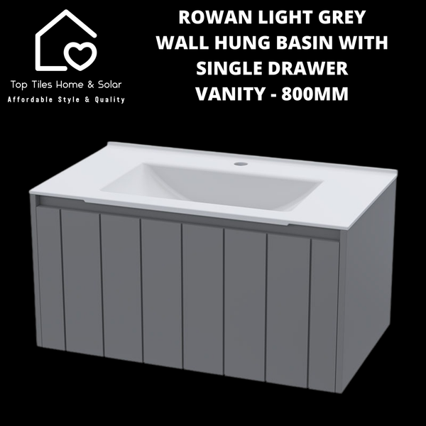 Rowan Light Grey Wall Hung Basin & Single Drawer Vanity - 800mm
