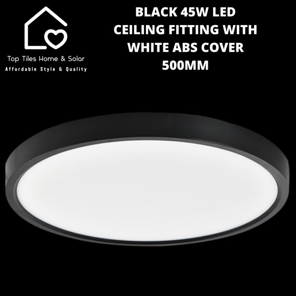 Black 45W LED Ceiling Fitting with White ABS Cover - 500mm