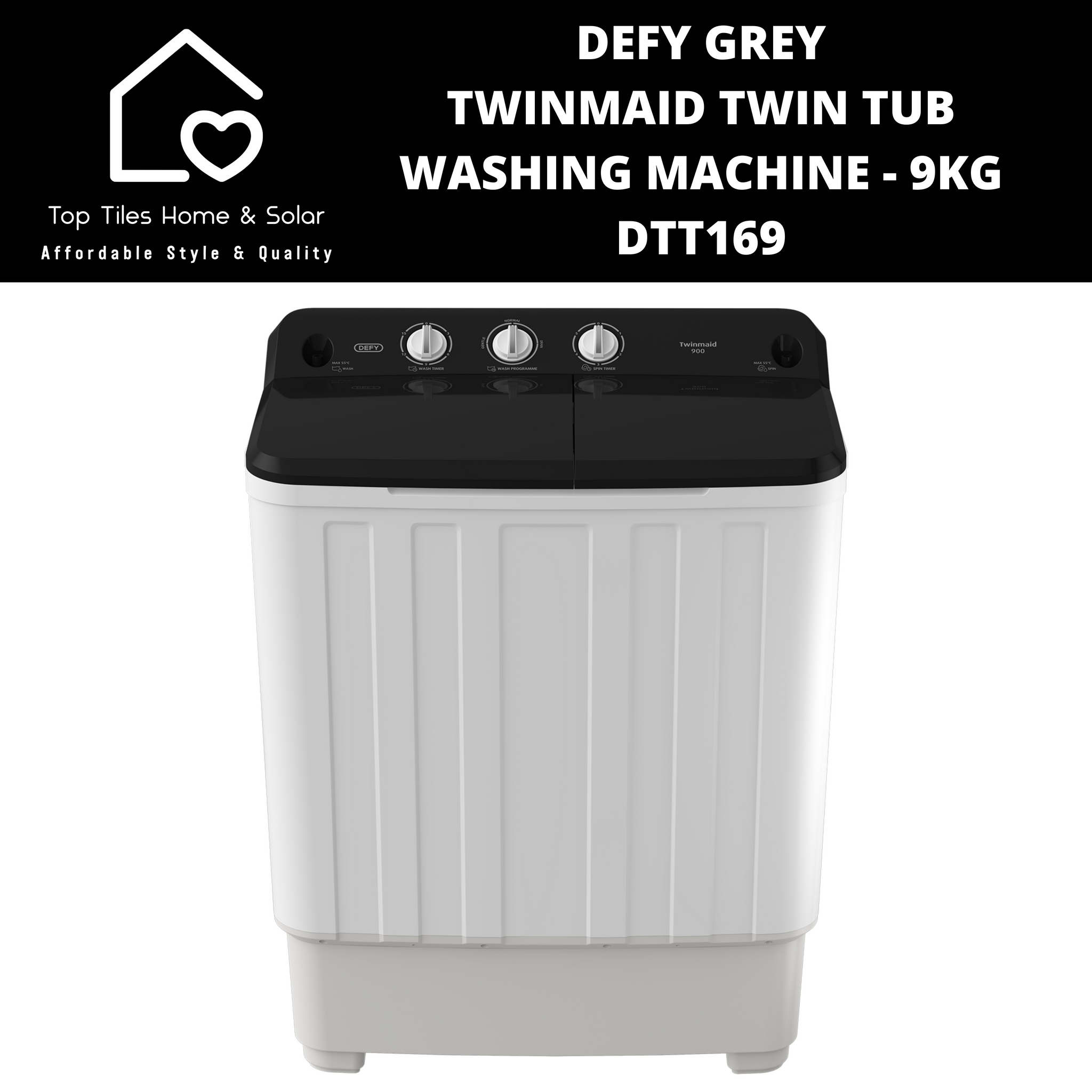 Defy Grey Twinmaid Twin Tub Washing Machine - 9kg DTT169