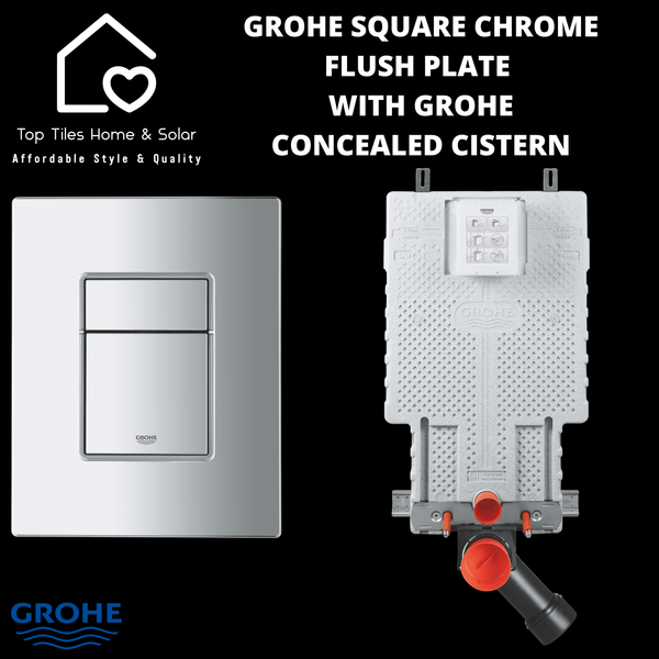 Grohe Square Chrome Flush Plate With Grohe Concealed Cistern