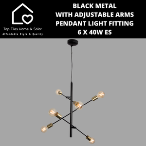 Black Metal with Adjustable Arms Pendant Light Fitting - 6 x 40W ES
