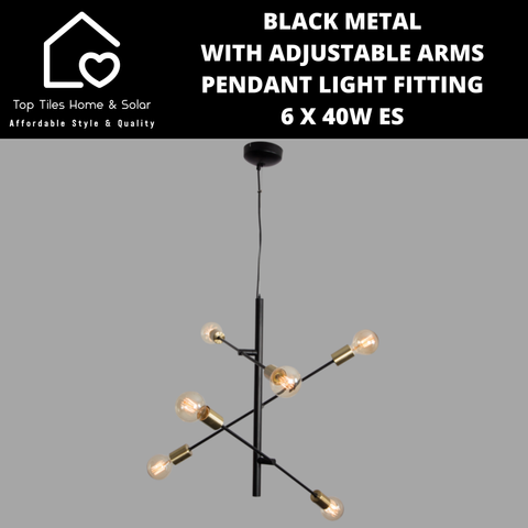 Black Metal with Adjustable Arms Pendant Light Fitting - 6 x 40W ES