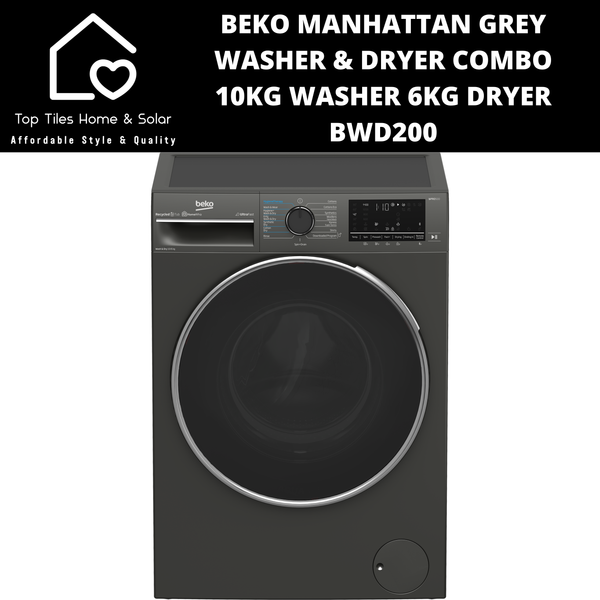 Beko Manhattan Grey Washer & Dryer Combo -  10kg Washer 6kg Dryer BWD200