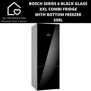 Bosch Series 6 - Black Glass XXL Combi Fridge With Bottom Freezer - 559L