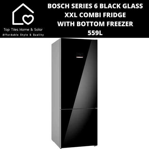 Bosch Series 6 - Black Glass XXL Combi Fridge With Bottom Freezer - 559L