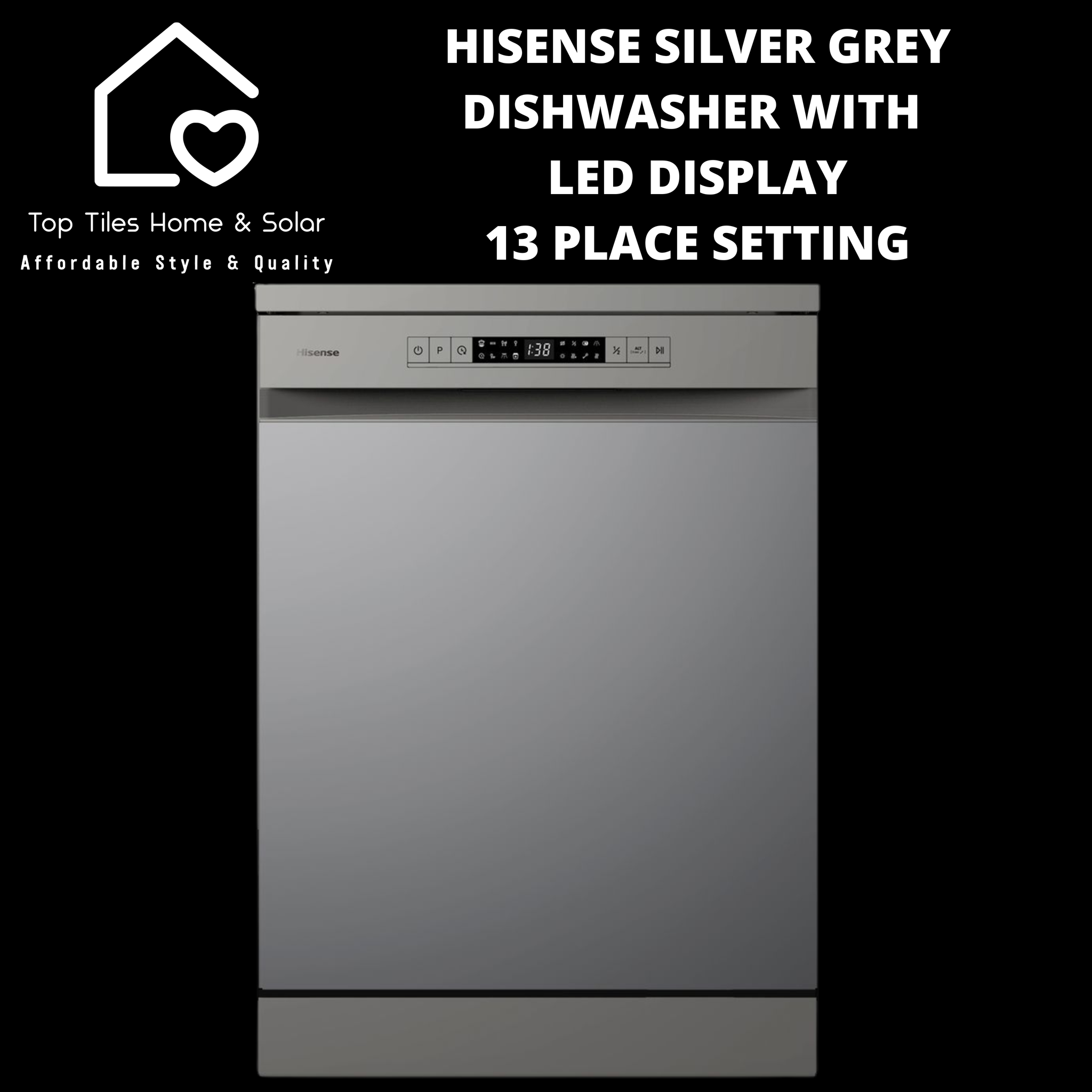 Hisense Silver Grey Dishwasher with LED Display - 13 Place Setting
