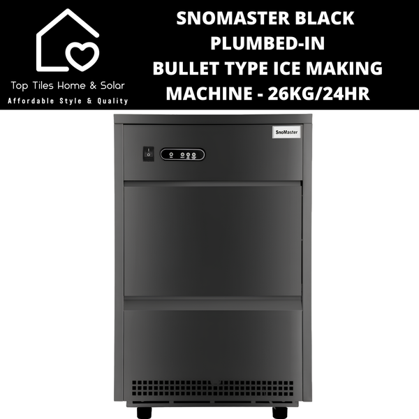SnoMaster Black Plumbed-In Bullet Type Ice Making Machine - 26kg/24hr