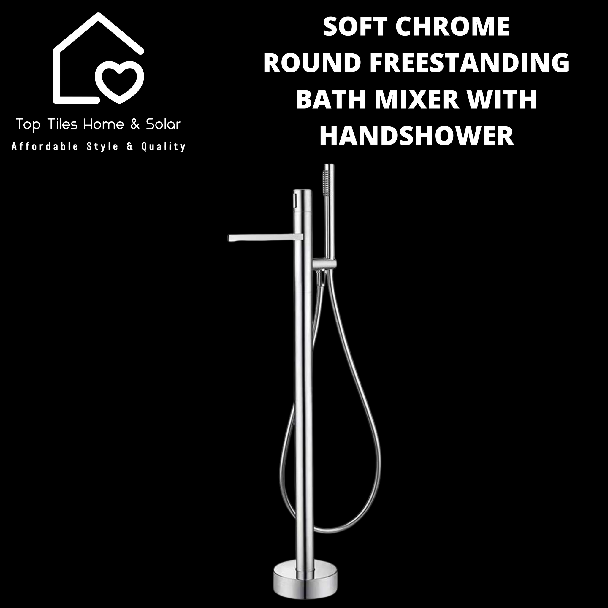Soft Chrome Round Freestanding Bath Mixer With Handshower