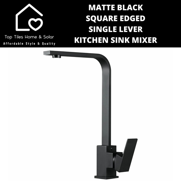 Matte Black Square Edged Single Lever Kitchen Sink Mixer