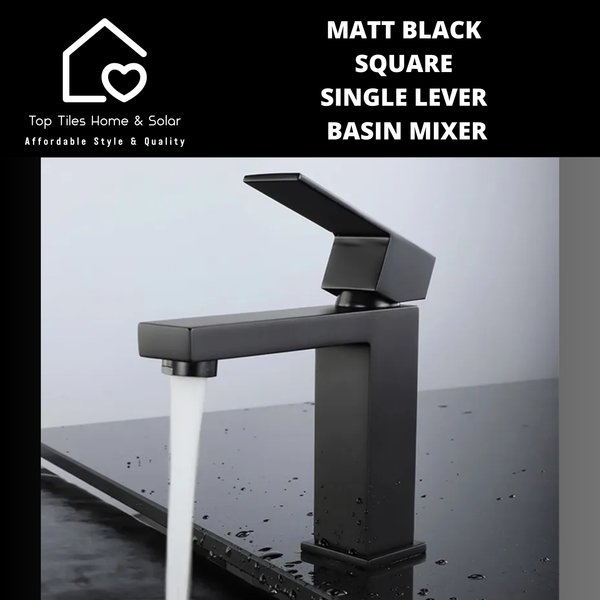 Matt Black Square Single Lever Basin Mixer