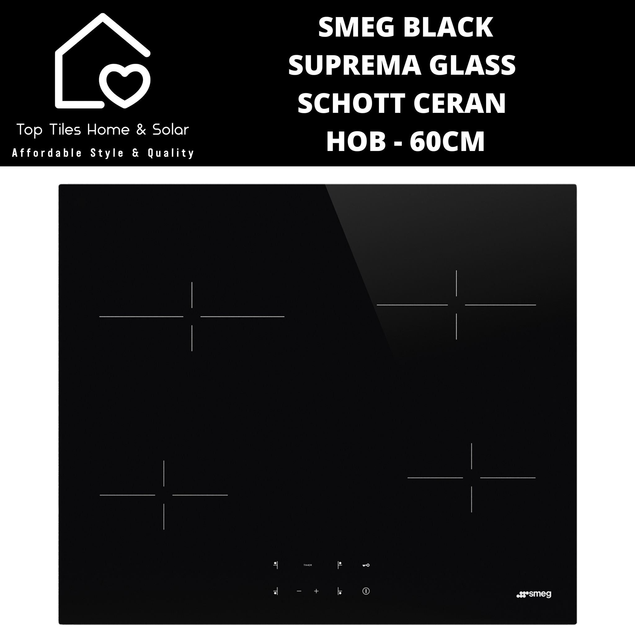 Smeg Black Suprema Glass Schott Ceran Hob - 60cm