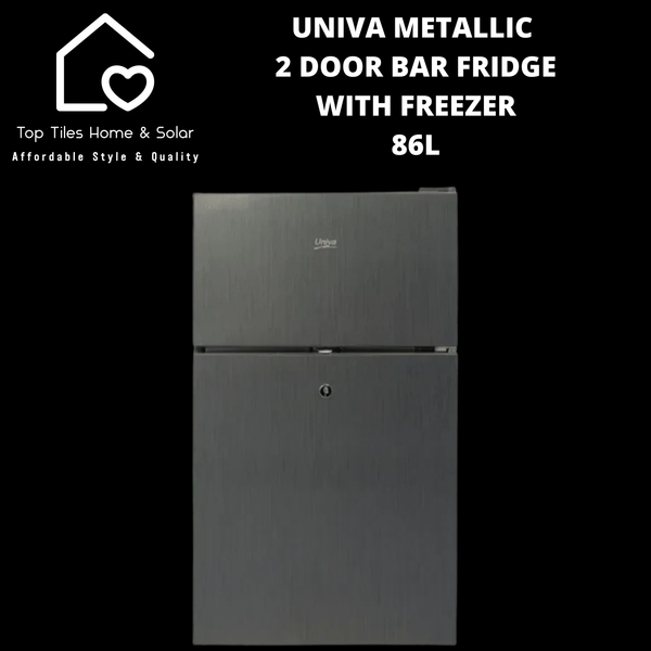 Univa Metallic 2 Door Bar Fridge with Freezer - 86L