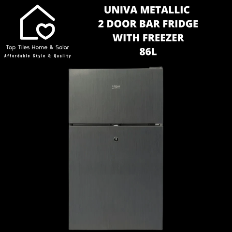 Univa Metallic 2 Door Bar Fridge with Freezer - 86L