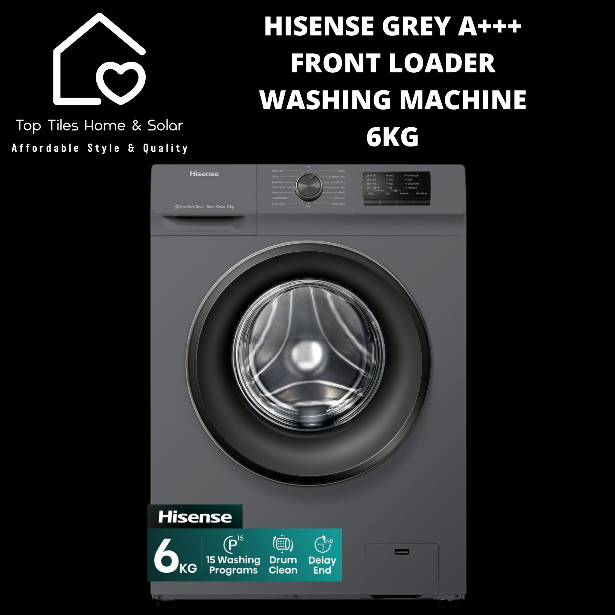 Hisense Grey A+++ Front Loader Washing Machine - 6kg