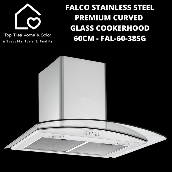 Falco Stainless Steel Premium Curved Glass Cookerhood - 60cm FAL-60-38SG
