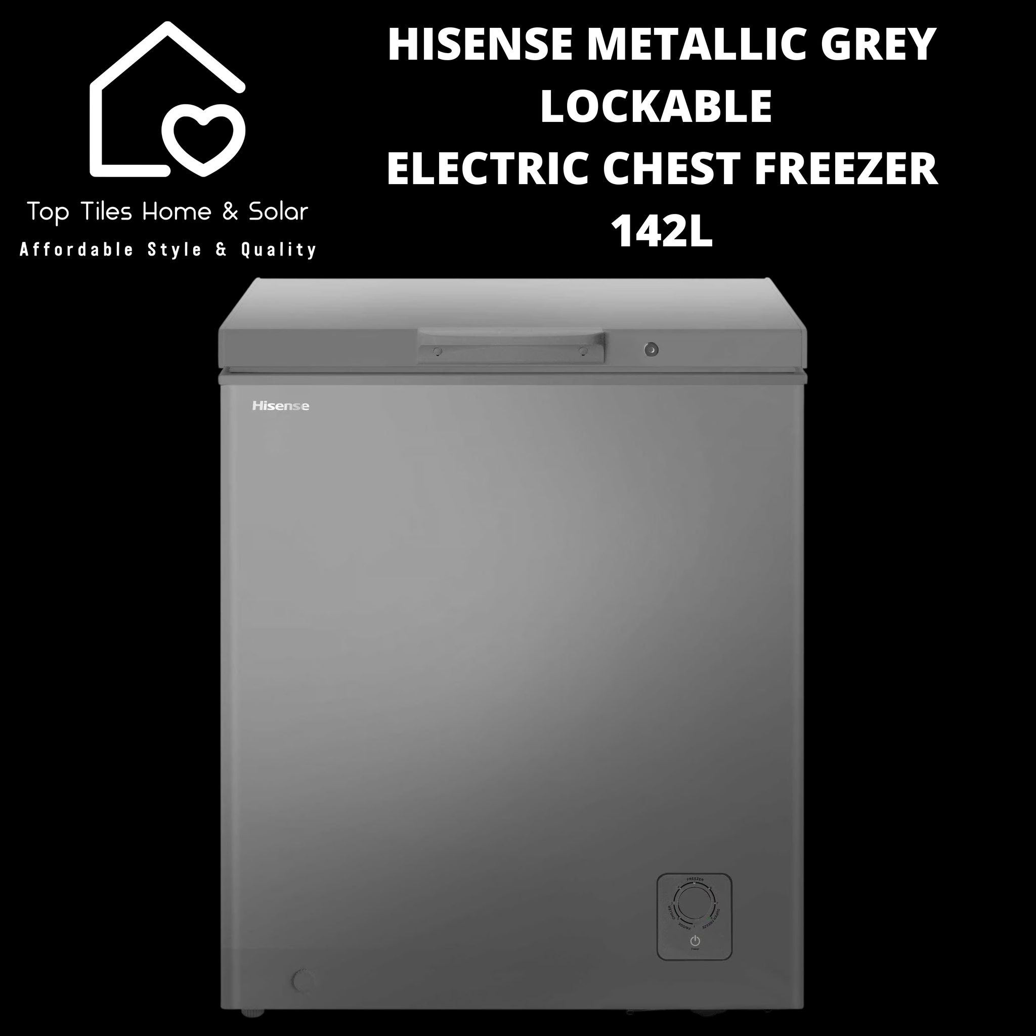Hisense Metallic Grey Lockable Electric Chest Freezer - 142L