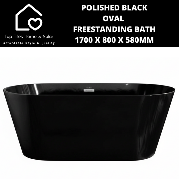 Polished Black Oval Freestanding Bath - 1700 x 800 x 580mm