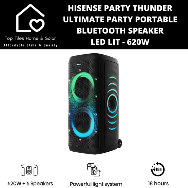 Hisense Party Thunder Ultimate Party Portable Bluetooth Speaker LED Lighting - 620W