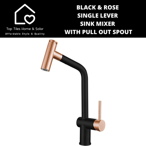 Black & Rose Single Lever Sink Mixer With Pull Out Spout