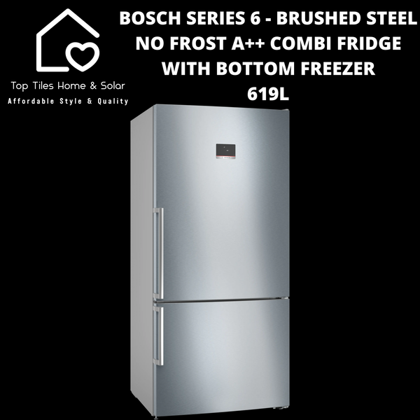 Bosch Series 6 - Brushed Steel No Frost A++ Combi Fridge With Bottom Freezer - 619L