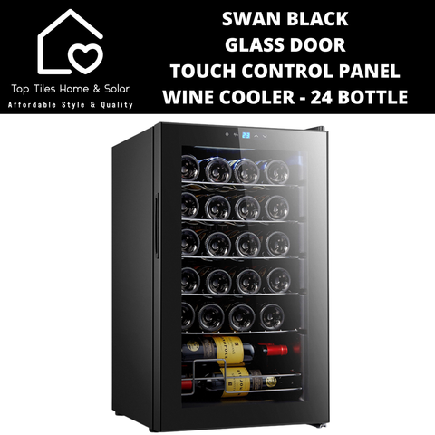 Swan Black Glass Door Touch Control Panel Wine Cooler - 24 Bottle