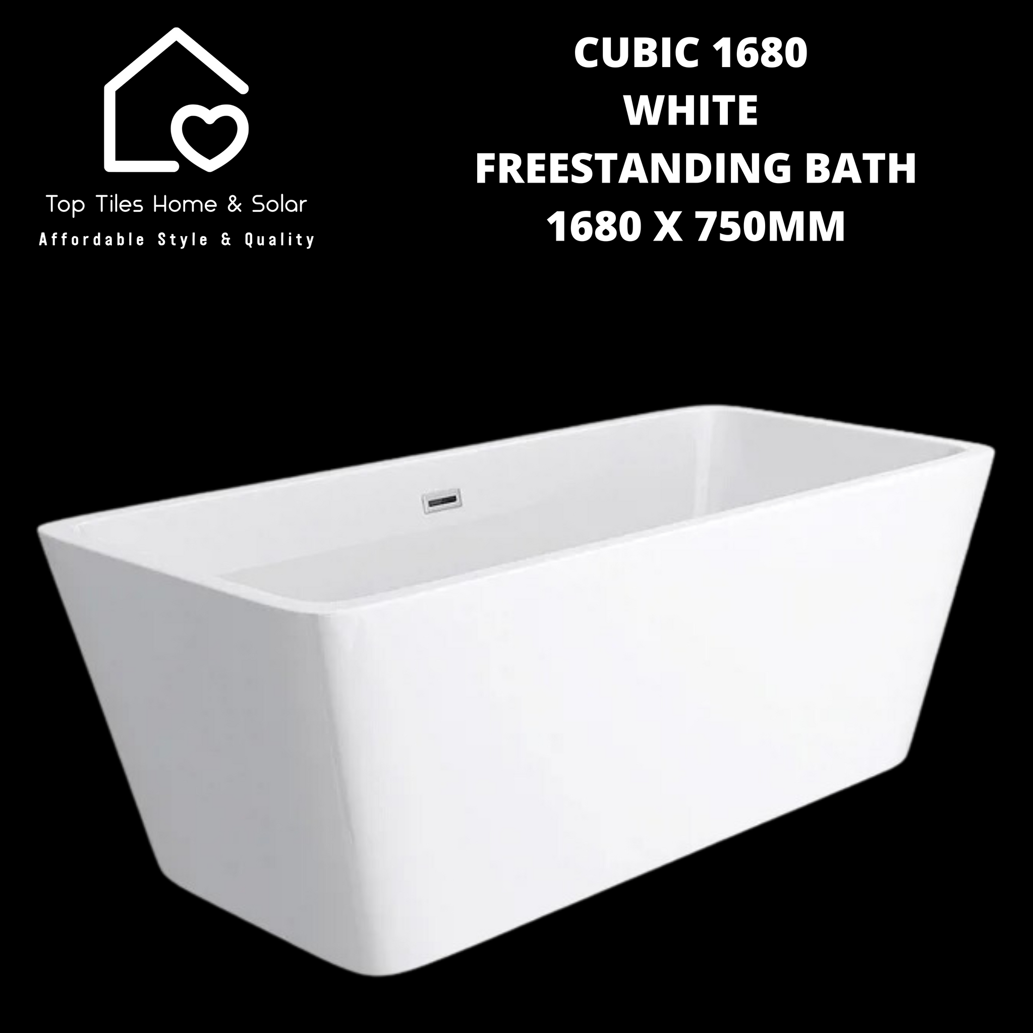 N. Natural Beauty Basic* 10Pockets Shou… Cubic 1680 White Freestanding Bath - 1680 x 750mm – Top Tiles Home