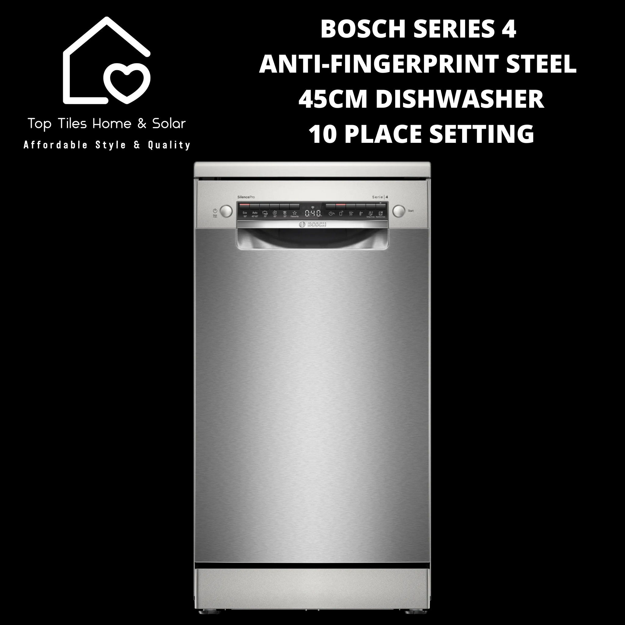 Bosch Series 4 - Anti-Fingerprint Brushed Steel 45cm Dishwasher - 10 Place Setting