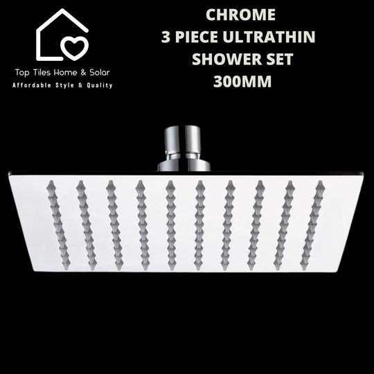 Chrome 3 Piece Ultrathin Shower Set - 300mm Square