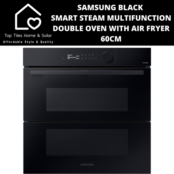 Samsung Black Smart Steam Multifunction Double Oven with Air Fryer - 60cm