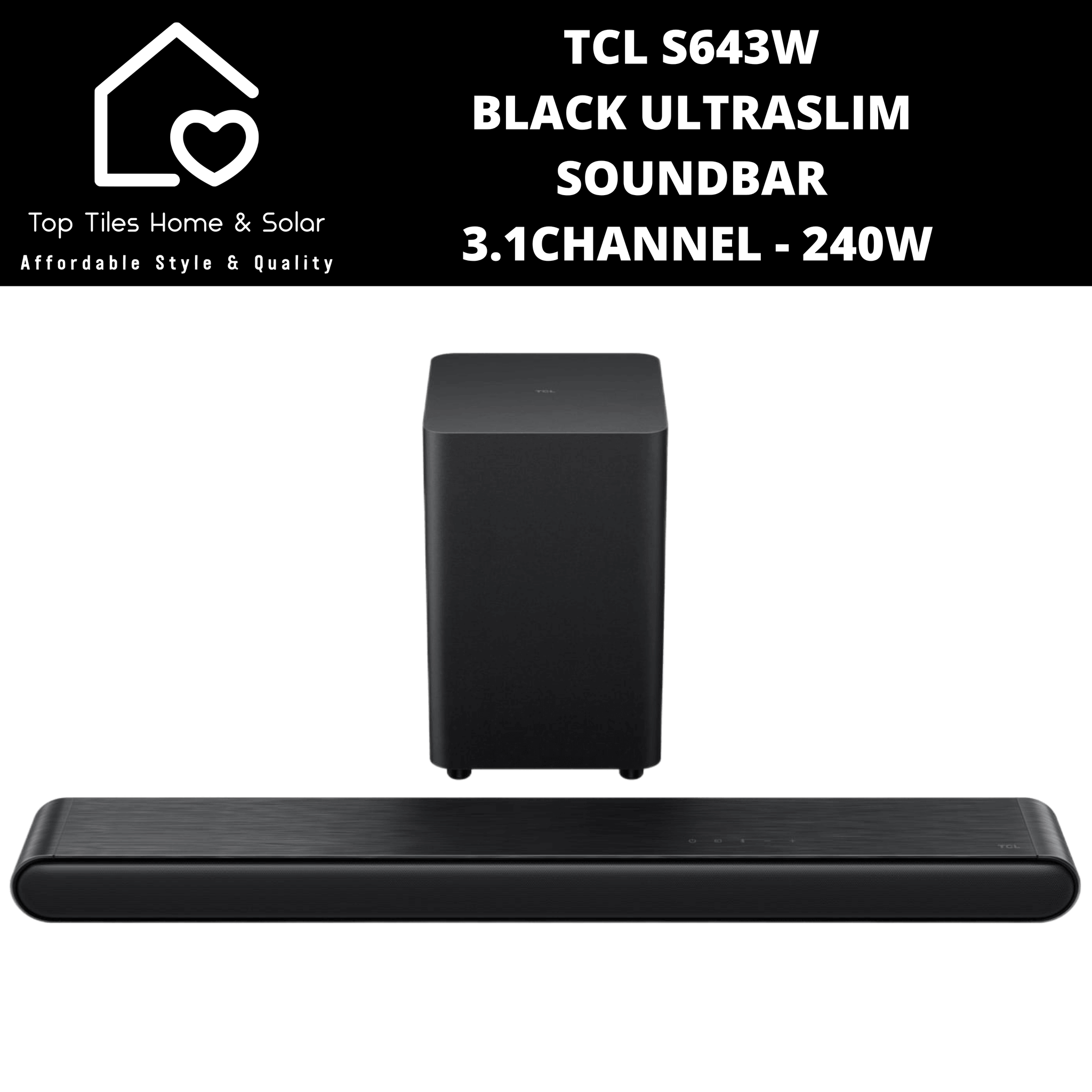 TCL S643W Black Ultraslim Soundbar 3.1Channel  - 240W