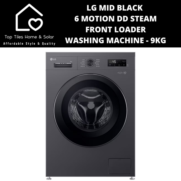 LG Mid Black 6 Motion DD Steam Front Loader Washing Machine - 9kg