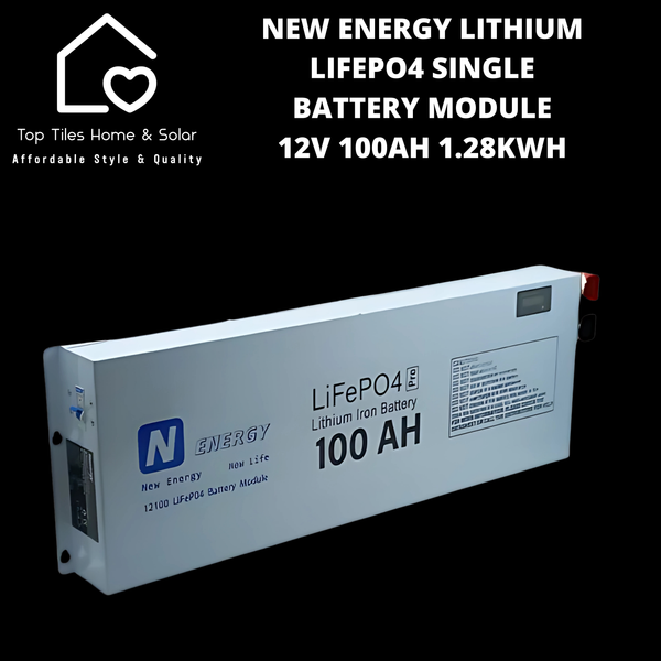 New Energy Lithium LiFePo4 Single Solar Battery Module - 12V 100Ah 1.28kWh