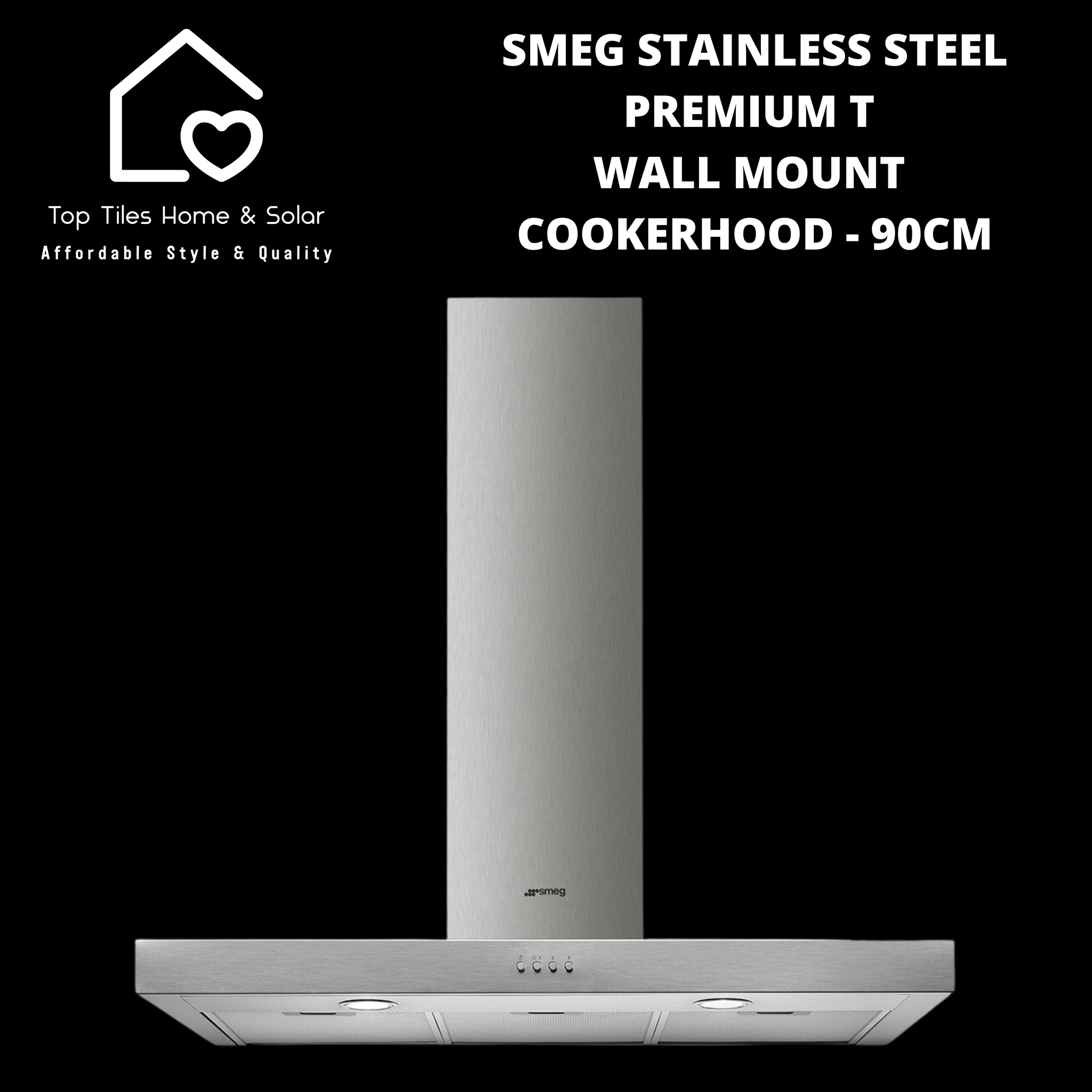 Smeg Stainless Steel Premium T Wall Mount Cookerhood - 90cm