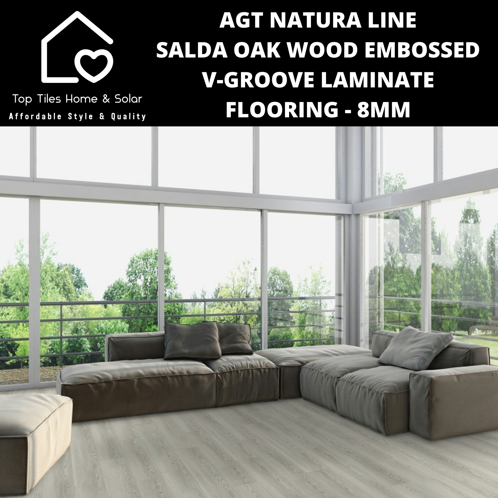 AGT Natura Line Salda Oak Wood Embossed V-Groove Laminate Flooring - 8mm