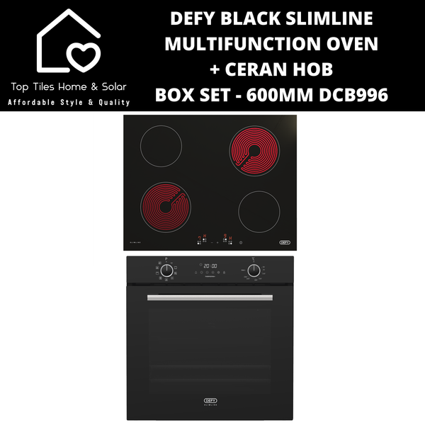 Defy Black Slimline Multifunction Oven + Ceran Hob Box Set - 600mm DCB996