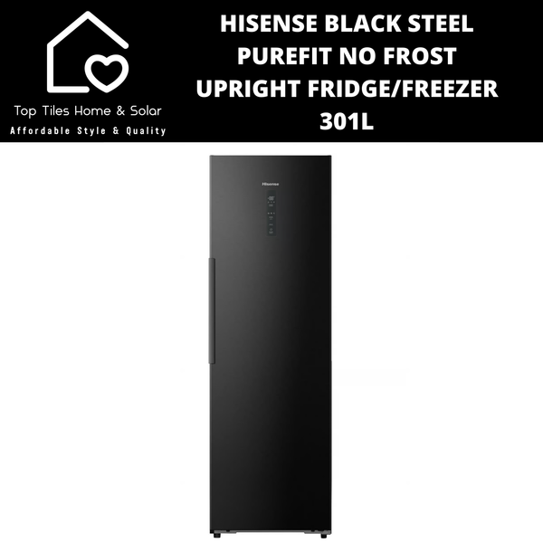 Hisense Black Steel No Frost Upright  Fridge / Freezer Convert Function - 301L