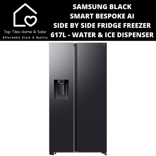 Samsung Black Smart Bespoke Ai Side by Side Fridge Freezer - 617L