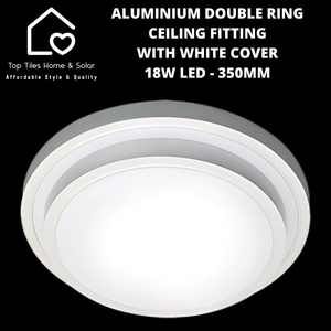 Aluminium Double Ring Ceiling Fitting with White Cover - 18W LED - 350mm