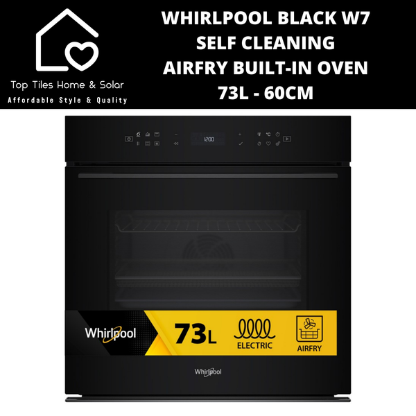 Whirlpool Black W7 Self Cleaning AirFry 73L Built-In Oven - 60cm