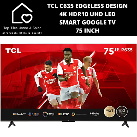 TCL C635 Edgeless Design 4K HDR10 UHD LED Smart Google TV - 75 Inch